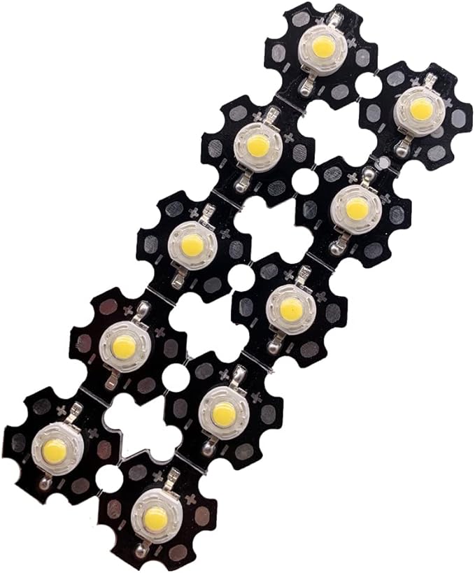 100PCS 3W High Power LED Diodes Cold/Warm White/Red/Green/Blue/Yellow 660nm 445nm Plant Grow Light Source with 20mm Star PCB (Warm White 3000K)