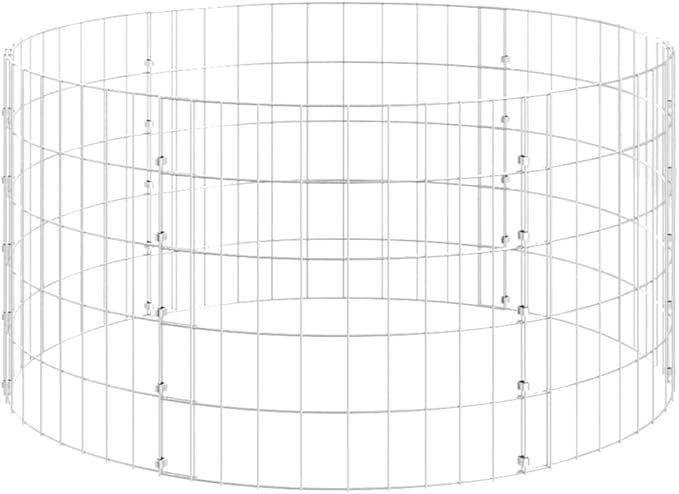 Outdoor Garden Galvanized Steel Circular Gabion Pole Patio Backyard Gabion Basket Cage Planter Stand Garden Gabion Post Raised Bed Fencing Ø39.4x19.7-904