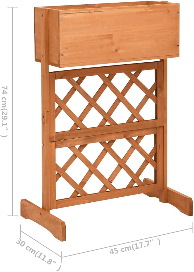 Orange Solid Firwood Trellis Planter 17.7 Outdoor Garden Raised Bed for Climbing Plants UV Resistant Balcony &amp Patio Decor