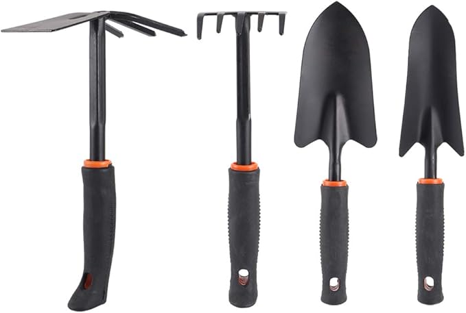Garden Shovel Rake Tool Set 4Pcs Thickened Sturdy Durable Gardening Tools for Flower Planting Weeding Loosening Soil Iron Plastic 32 x 19 x 10 cm