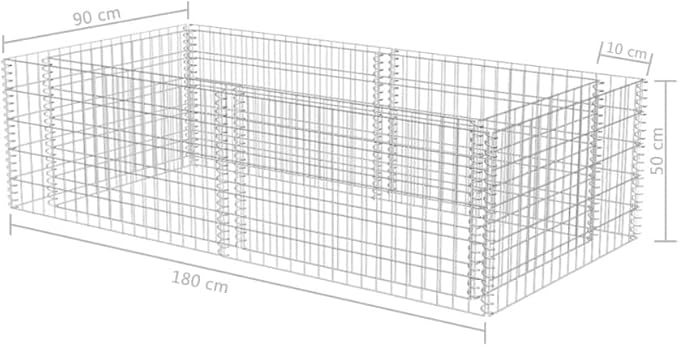 Gabion WallRaised Bed with Gabion net Flower PotBlock Wind and RainGabion Planter Galvanised Steel 71x35.4x19.7