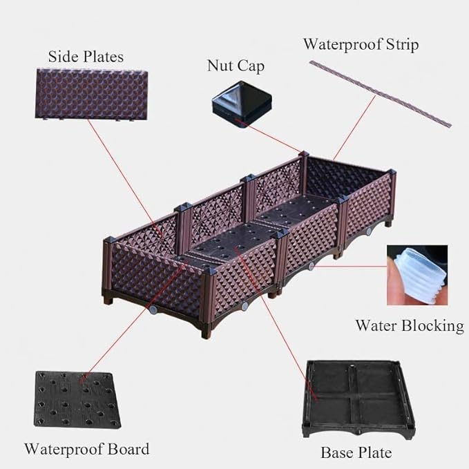 YSUEFIJO Raised Garden Bed Kit Raised Garden Bed Planter Box Outdoor Elevated Flower Box Vegetables Growing Planter Patio Gardening Planter Box