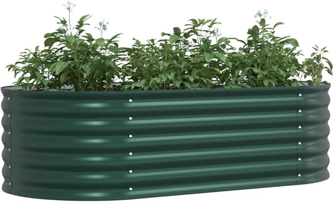 Steel Planter Raised Bed Metal Flower Box Planter Raised Beds Outdoor Garden for Planting Fruit 63x31.5x17.3 Green -746