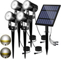IgnisTerra Solar Spotlights 4-in-1 - Lighting Sensor &amp IP65 Waterproof Auto On/Off for Garden Yard Driveway &amp Pool - 200LM Super Bright White &amp Red Light Modes