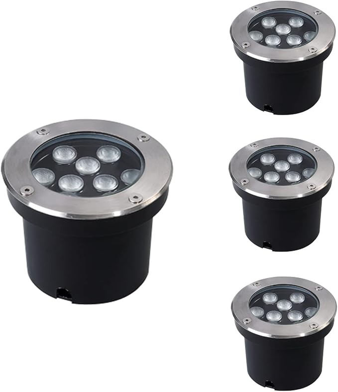 4PCS Recessed Underground Light - Outdoor LED Spotlight Round Landscape Lamp AC85-265V IP65 Waterproof Recessed Led Lawn Light Outdoor Led Spotlight for Home Driveway Stair Step Patio (Red 1W) (P