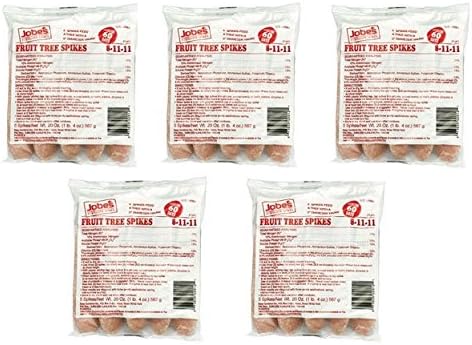 Jobe's Fruit Tree Fertilizer Spikes 8-11-11 (25 spikes count = 5 pack x 5) - NATURAL fertilizer