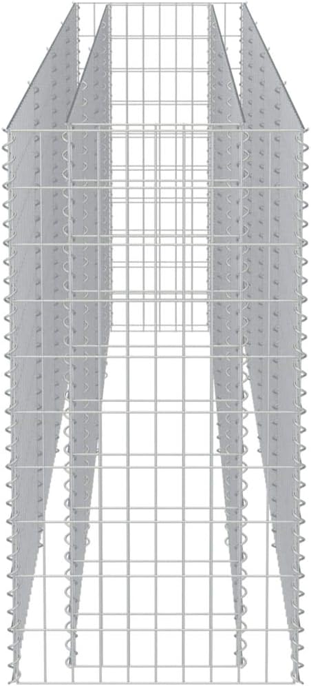 Galvanized Steel Gabion Planter Raised Bed Outdoor Garden Galvanized Steel Wire Mesh Grid Stone Wall Flower Raised Bed for Vegetables Flowers Plants 141.7x19.7x39.4