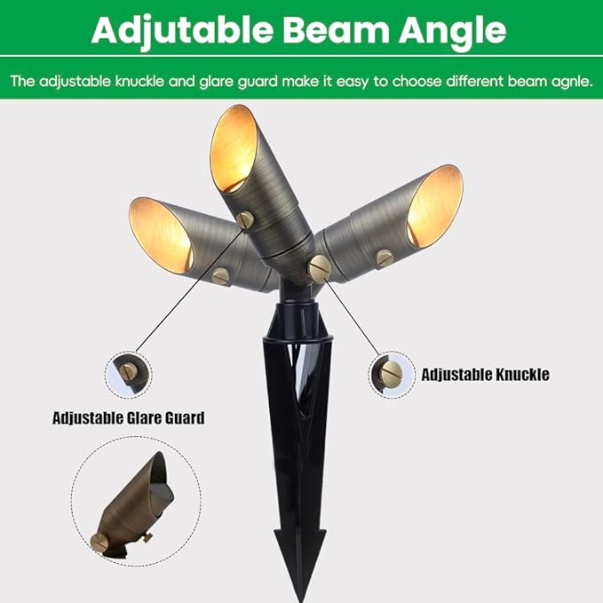 Brass Landscape Lights 12V Low Voltage Mini Spotlight Replaceable 3W MR11 LED Bulb Warm White Solid Brass Spot Light Weatherproof Accent Light for Outdoor Garden Yard Lighting 2-Pack