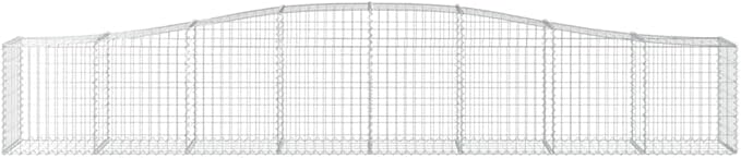 Crescent Gabion Basket 157.5x31.5 Silver Galvanized Iron Planter Box Outdoor Garden Wall Retaining Screen Modern Metallic Garden Planter for Landscapes Patio Backyard