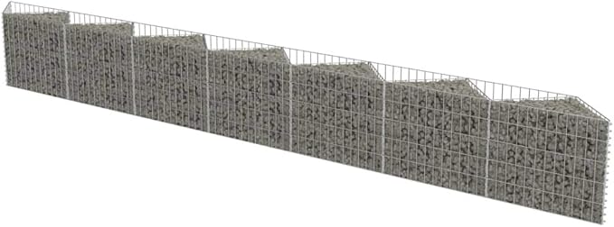 Galvanized Steel Gabion Planter Raised Bed Outdoor Garden Galvanized Steel Wire Mesh Grid Stone Wall Flower Raised Bed for Vegetables Flowers Plants 177.2x11.8x19.7 -AA