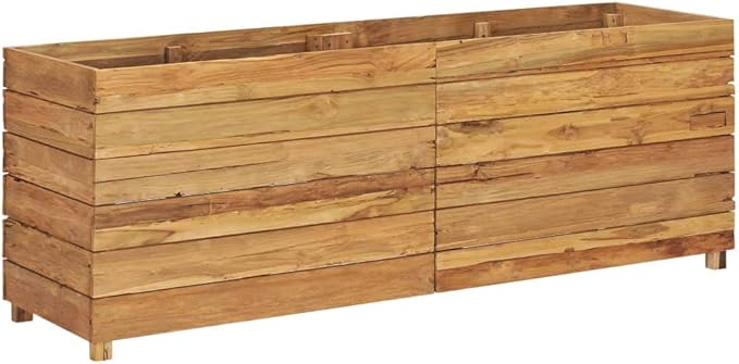 Raised Garden Bed Wooden Raised Bed Raised Garden Planter Box for Vegetables Flower Herb Gardening 59.1 x 15.7 x 21.7 Recycled Teak and Steel