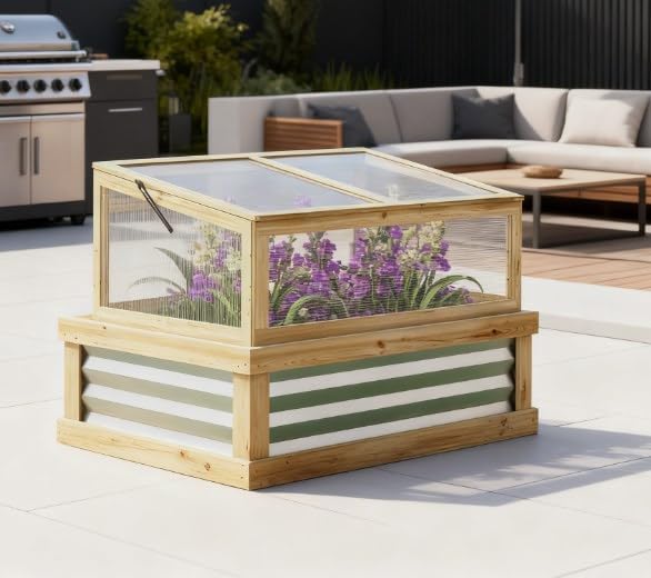 Raised Garden BedWooden Cold Frame Planter with Lean to GreenhouseRaised GFlower Bed Kit