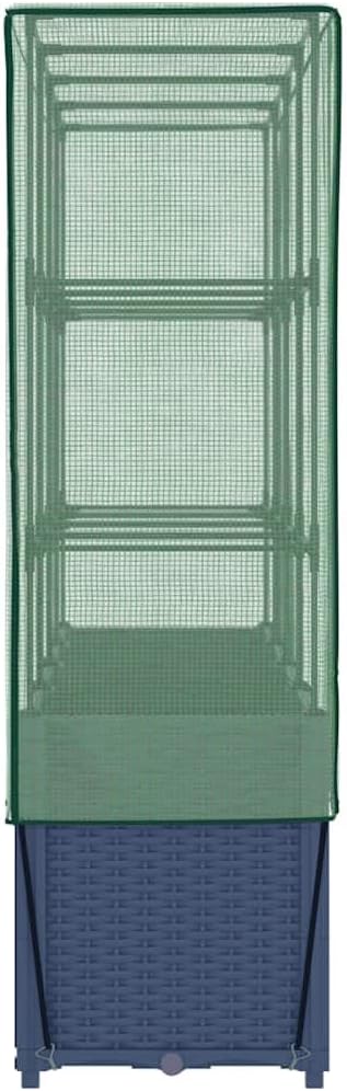 Large Raised Garden Bed with Greenhouse Cover Blue Grey Polypropylene Rattan Look 63x15.7x60.2 Inch Outdoor Indoor Planter Box for Herbs Flowers Vegetables