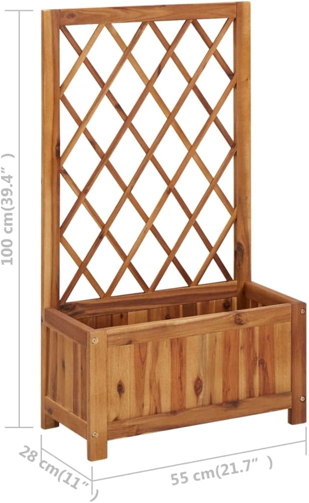 Garden Raised Bed with TrellisWood Planter with Trellis Planter Box with Trellis Raised Garden Bed Outdoor for Plants Hanging Flower Baskets Solid Acacia Wood