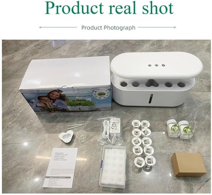 Hydroponics Kit: Full Spectrum LED Smart Timer 3.6L Tank for Indoor Herbs Veggies Gardening Gifts for Women (White)