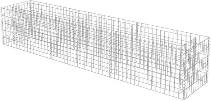 Galvanized Steel Gabion Planter Raised Bed Outdoor Garden Galvanized Steel Wire Mesh Grid Stone Wall Flower Raised Bed for Vegetables Flowers Plants 106.3x19.7x19.7