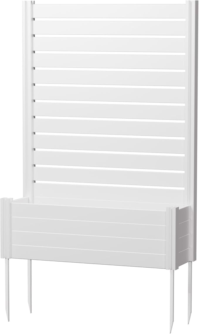 Casaphoria Raised Garden Bed with Trellis 59x30x12 Planter Box with Open Bottom for Gardening Vegetables &amp Vines and Climbing Plants White