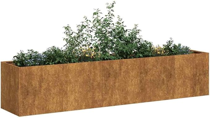 Large Rectangular Corten Planter Box 78.7 Weathering Steel Raised Garden Bed for Balcony Patio Outdoor Herbs and Tomatoes