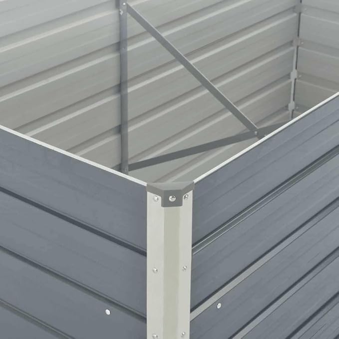 SKM Raised Garden Bed Grey Galvanized Steel 63x31.5x30.3 in DurableGrey (Weight 19.84KG)
