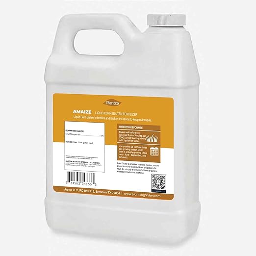 Liquid Corn Gluten Fertilizer Natural Nitrogen 1000 Sq Ft Coverage - GMO-Free All-Natural Lawn Care for Grass | Amaize Non-Toxic and Eco-Conscious Formula with Corn Gluten | 32 fl oz Bottle