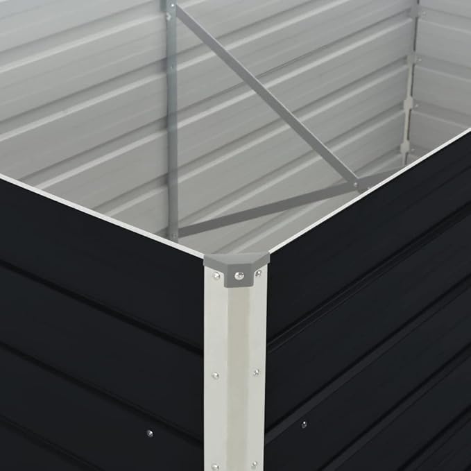 Raised Garden Bed 63x31.5x17.7 Galvanized Steel Anthracite