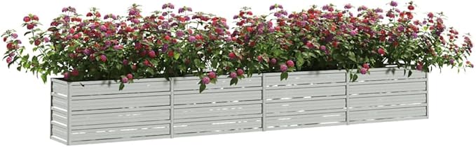Garden Raised Bed Silver Galvanized Steel Large 126x16x18 Inch Outdoor Planter for Vegetables Durable Metal Garden Bed for Patio Herbs Flowers