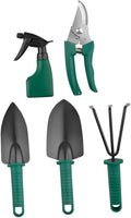 GANAZONO Garden Tool Set with Shovel Rake Pruner and Carry Case 5pcs Portable Gardening Tools for Flower Planting and Outdoor Lawn Care
