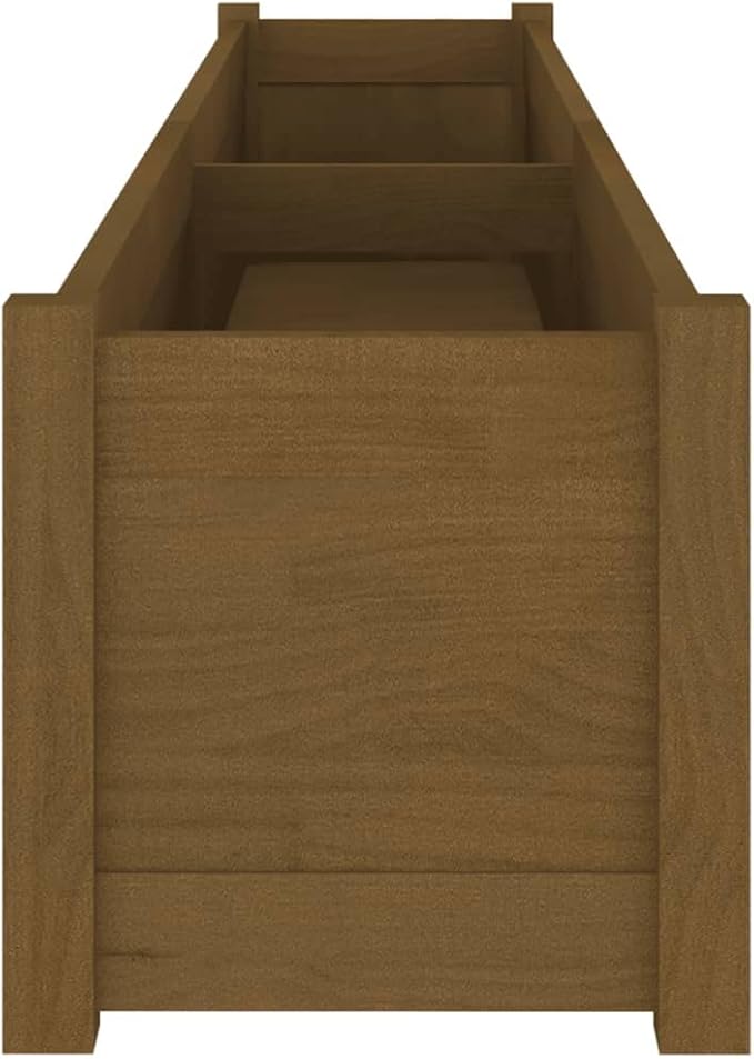 Set of 2 Wooden Raised Garden Bed Garden Planter Box Planter Raised Bed Wood Planter Box Grow Vegetable Flower Herb Gardening Honey Brown 78.7x12.2x12.2 Solid Wood Pine