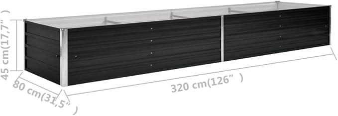 Garden Raised Bed Anthracite 126x31.5x17.7 Galvanized Steel