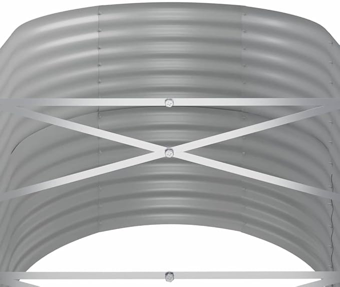 Large Oval Garden Raised Bed Grey Powder-Coated Steel Planter 59.8x31.5x26.8 Inch Outdoor Garden Bed for Vegetables Herbs Flowers
