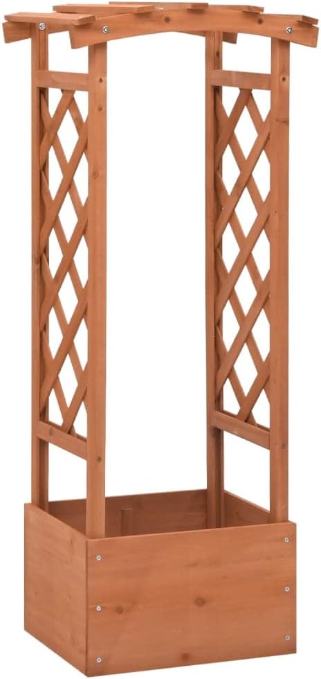 Vegetables Flower Herb Plants Bed Outdoor Furniture Decoration Garden Raised Bed Trellis Planter with Arch 19.3x15.4x46.1 Firwood for Backyard Patio Deck Lawn