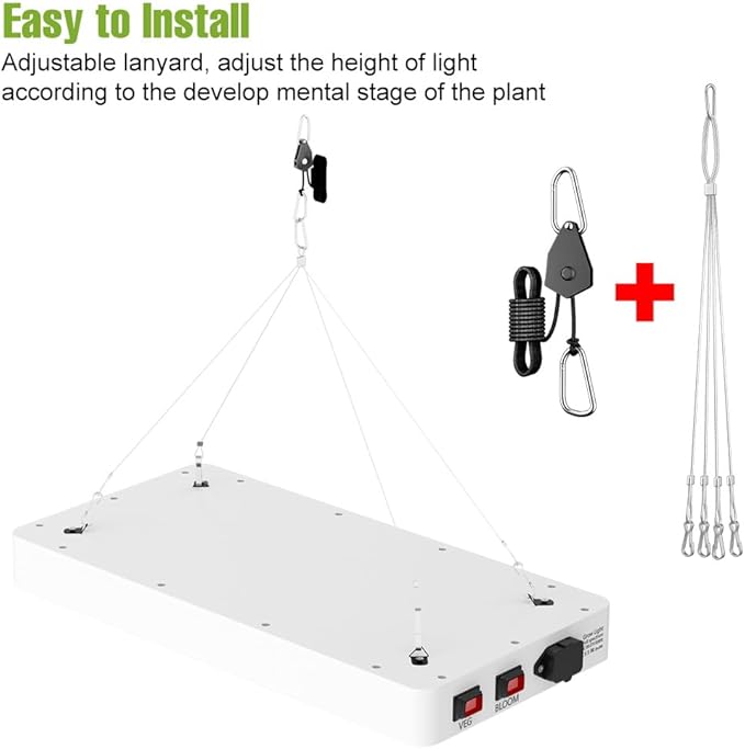 300W LED Grow Lights Full Spectrum Indoor Green Plant Lamp Veg/Bloom Modes Dimmable Growth Box Fill Light 100-277V Flower Seeding Hydroponic System Greenhouse Tent Cultivate Lighting with Hook US Plug