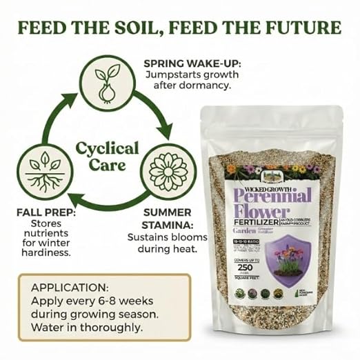 Old Cobblers Farm™ Wicked Growth Perennial Flowers Fertilizer – Ensures Consistent Flowering and Healthy Root Strength Year After Year (5 lbs | 10 lbs | 15 lbs | 20 lbs) (5 lbs)