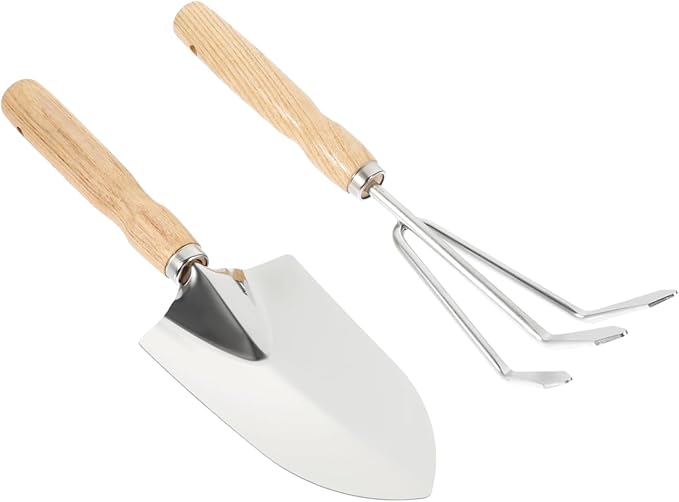 4sets Garden Tools for Small Plants Portable Rake and Trowel Kit for Soil Cultivating Weeding and Transplanting Hand Tools for Home and Outdoor Use