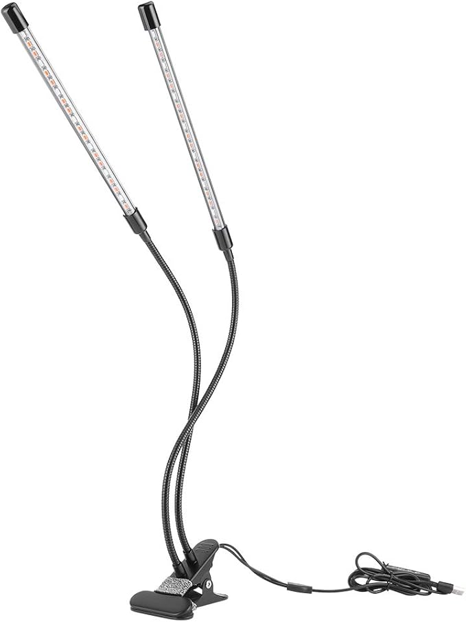 Full LED Grow Light 20W Dual - Tube Plant Light for Indoor Plants USB Powered Greenhouse Lamp - Adjustable 360 - Degree Gooseneck Long Lifespan for Vegetable and Flower Growin