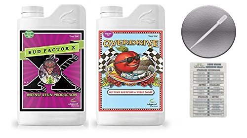 Advanced Nutrients Bud Factor X and Overdrive Bundle with Conversion Chart and 3ml Pipette-1 Liter