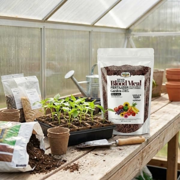 Old Cobblers Farm™ Wicked Organics Blood Meal – High-Nitrogen Soil Booster for Lush Lawn &amp Vigorous Garden Growth | Promotes Greener Foliage &amp Strong Roots | (5 lbs | 10 lbs | 15 lbs | 20 lbs)