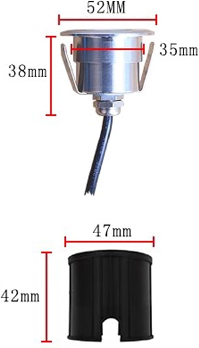 Buried Lights 1W Mini Underwater LED Recessed Spotlight Ultra-Thin Step Light IP68 Waterproof Stainless Steel Inground Light For Pool Fountain Garden Outdoor Landscape Lighting(Red Light52mm(DC12