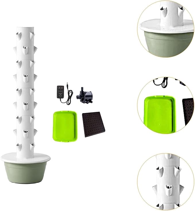 MYCENSE Hydroponic Tower Hydroponics Growing System Kit High Yield Gardening Pots Vertical Planter Plant Germination Kit for Peppers Green Size L
