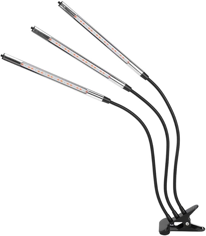 Topyond 27W 3 Tube USB LED Grow Light Clip Base Full Spectrum for Vegetable Flower Plants Indoor Growing