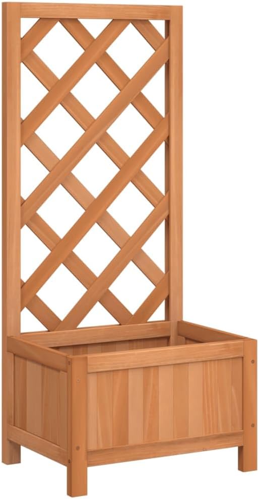 Planter with Trellis Patio planters Raised Flower Bed Gardening Box Standing Planter Suitable for Nursery Courtyard Orchard Corridor Brown Solid Wood Fir