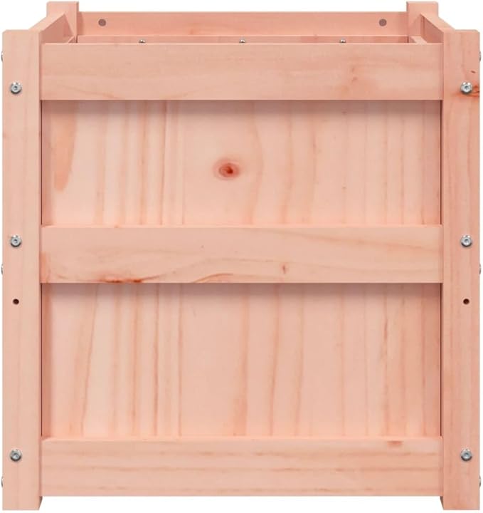 Garden Planter Natural Solid Douglas Fir Wood 19.7 inch Square Outdoor Raised Garden Bed Rustic Planter Box for Vegetables Flowers Herbs Patio Balcony