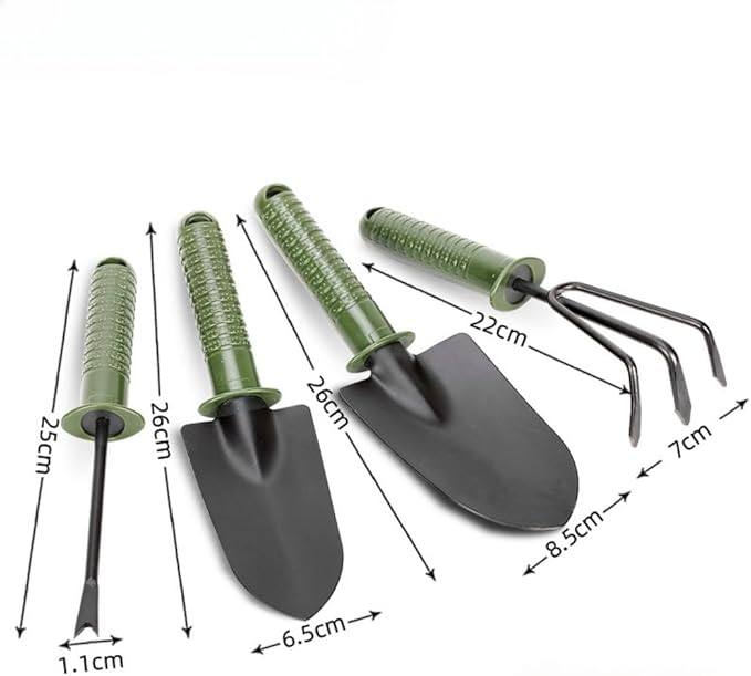 Garden Tool Set 4 PCS Gardening Tool Set with Non-Slip PP Grip Rake Shovel Spade Outdoor Hand Tools Set Beach Comb Tool Kit Gifts for Grandparents SeniorsWomen and Men (4pcs/Set)