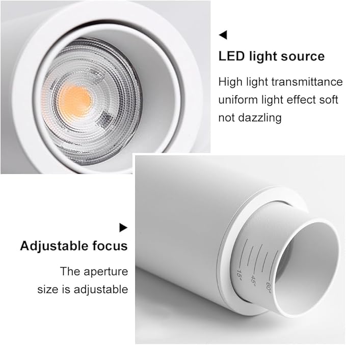 7w Led Spotlight Exposed Mounted Spotlight Accent FocusAdjustable Beam Angle 15°–60°Directio l Spotlights for Corridor