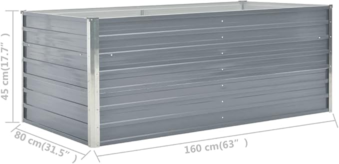 Metal Raised Garden Bed for Vegetables Outdoor Garden Raised Planter Box Backyard Patio Planter Raised Beds for Flowers Herbs Fruits Raised Garden Bed 63x31.5x17.7 Galvanized Steel Gray