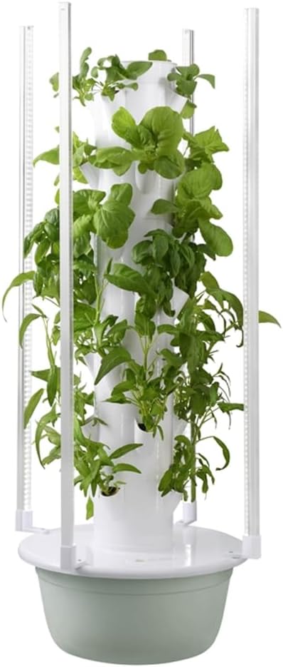 Vertical Garden Tower with LED Grow Lights Smart Hydroponic Growing System Indoor Hydroponic Garden Herb Grow Kit for Short TomatoPepper28pods