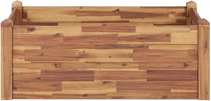 Garden Raised Bed Natural Solid Acacia Wood Oiled Finish 43.3x43.3x17.3in Outdoor Planter for Vegetables Herbs Stackable Design
