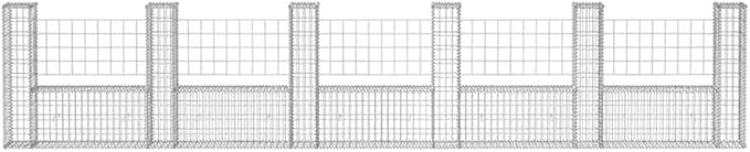 Gabion Basket U-Shape Galvanized Steel 224.4x7.9x39.4 Gabion Raised Bed Gabion Cages Basket Steel Woven Gabion Net for Backyard Garden -AA