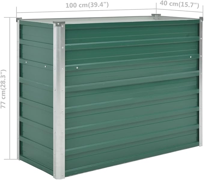 Garden Raised Bed Planter Box Outdoor Steel Planter for Growing Flowers Herbs and Vegetables Galvanized Steel 39.4x15.7x31.3 Green-378