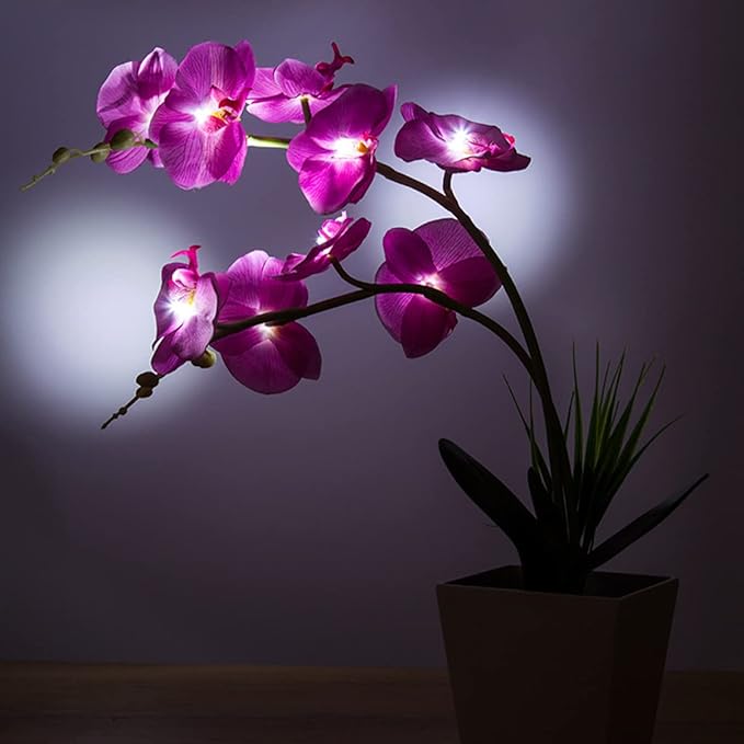 GLEAVI 9 LED Orchid Flower Light Decorative Table Lamp for Living Room Artificial Bonsai Light USB Power Indoor Floral Decor for Home Office